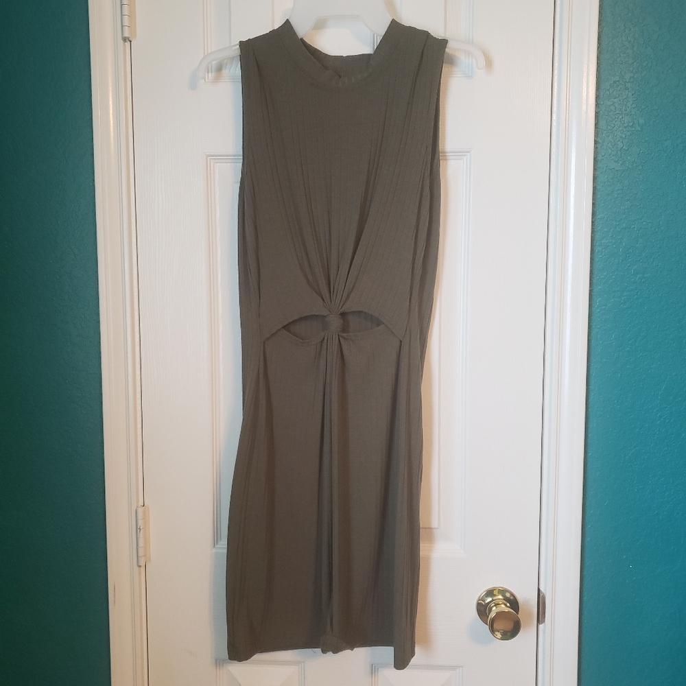 Olive sleeveless party dress